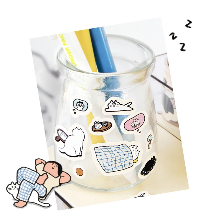 Niedliches Cartoon-Katzen-Washi-Tape im koreanischen Design, Matsugoda-Papierband für Schreibwaren, Büro, DIY-Bastelarbeiten und Dekoration – Detail 13