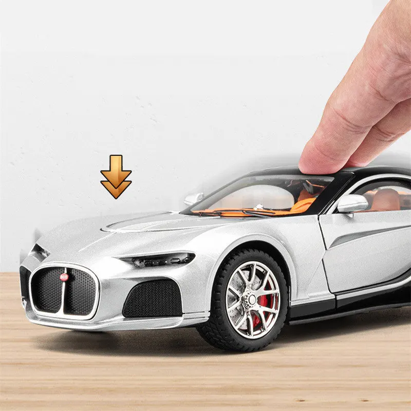 1:24 Bugatti Atlantic Alloy Sports Car Model Diecasts Metal Toy Vehicles Car Model Simulation Sound Light Collection Kids Gifts