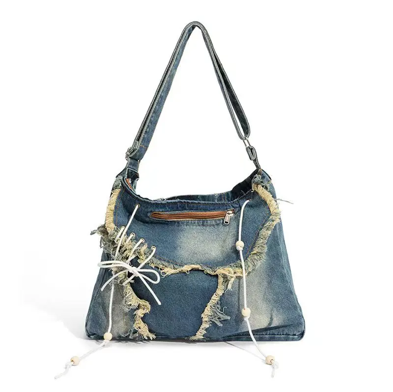 

Women Vintage denim bag Large capacity crossbody bag Spicy girl shoulder bag