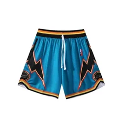 American Basketball Shorts Men's Summer Loose Quick-drying Breathable Sports Four-point Pants But Knee James Curry Same Style