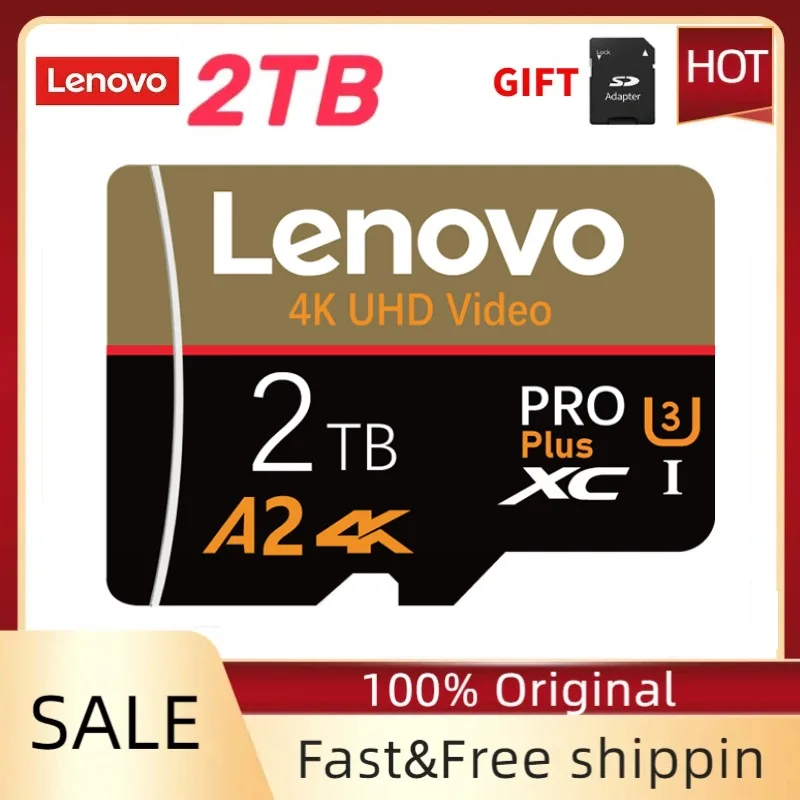 Kartu memori Sd Mini Lenovo 2TB, kartu SD mikro TF Minisd Flash kartu TF 1T A2 kelas 10 dengan 100MB/dtk kecepatan baca untuk ponsel PC