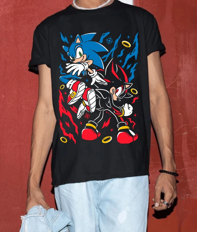 Футболка Heroes Sonic, винтажная футболка Heroes Shadow The Hedgehog, новая женская и мужская футболка с принтом, хлопковая модная летняя футболка Y2K