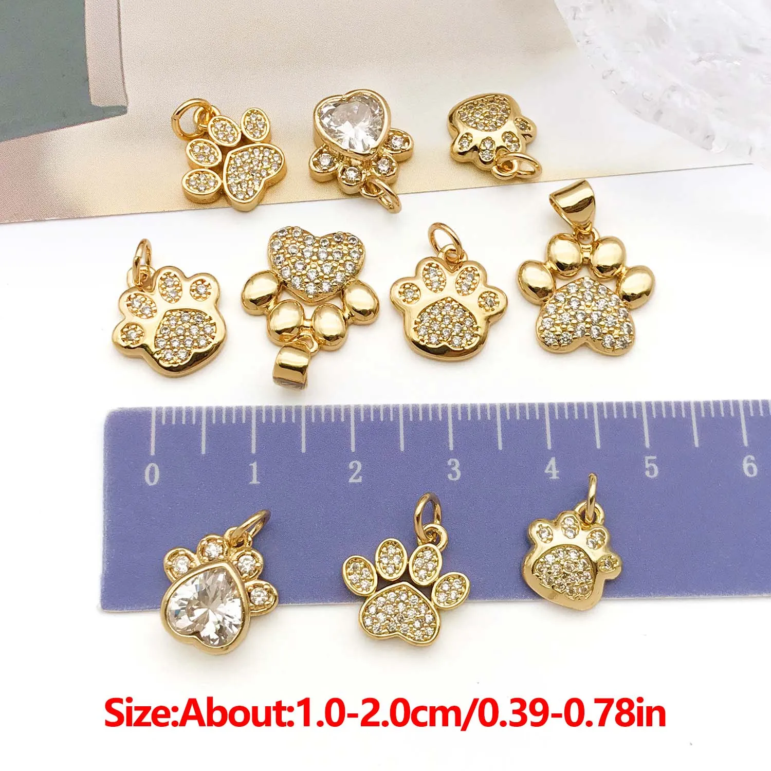 1pc 18K Real Gold Plated Brass Cat Paw Dog Paw Charms Pendants for DIY Bracelets Necklaces Earring Jewelry Making Accessories