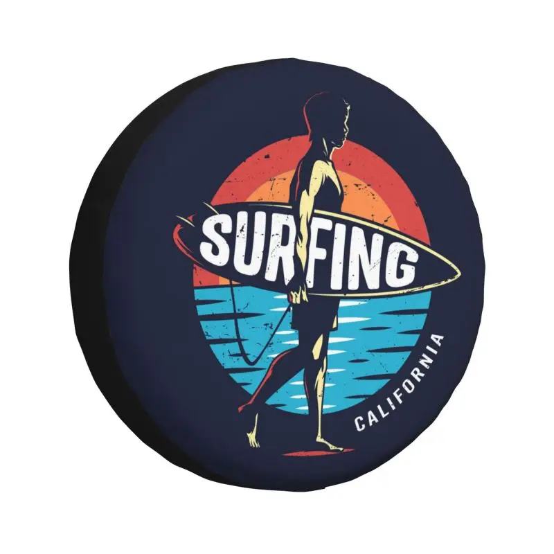 

California Surf Rider Spare Wheel Cover for Jeep Pajero 4x4 SUV Custom Funny Surfing Surfer Tire Protector 14" 15" 16" 17" Inch