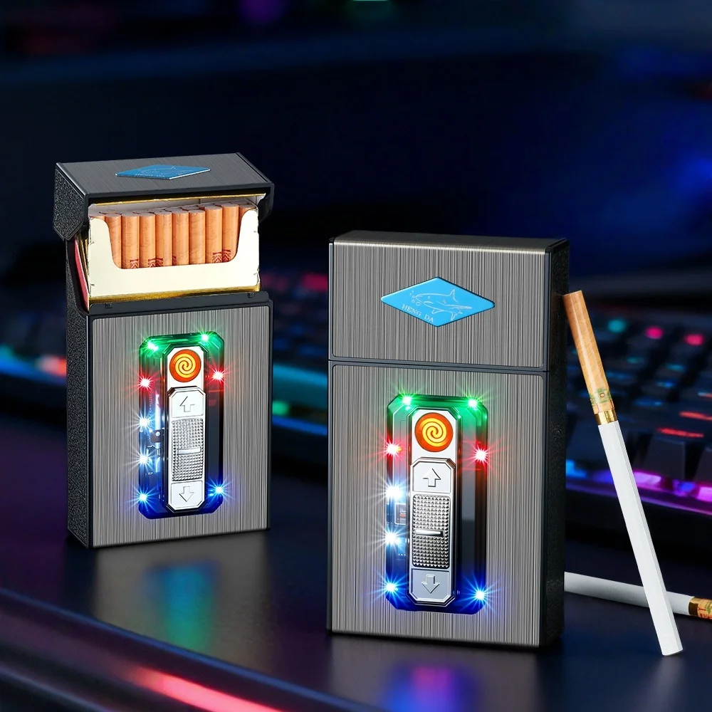 

Cigarette Box Tungsten Lighter Large Capacity Type-C Fast Charging Windproof and Moisture-proof Ignition Portable Cigarette Box