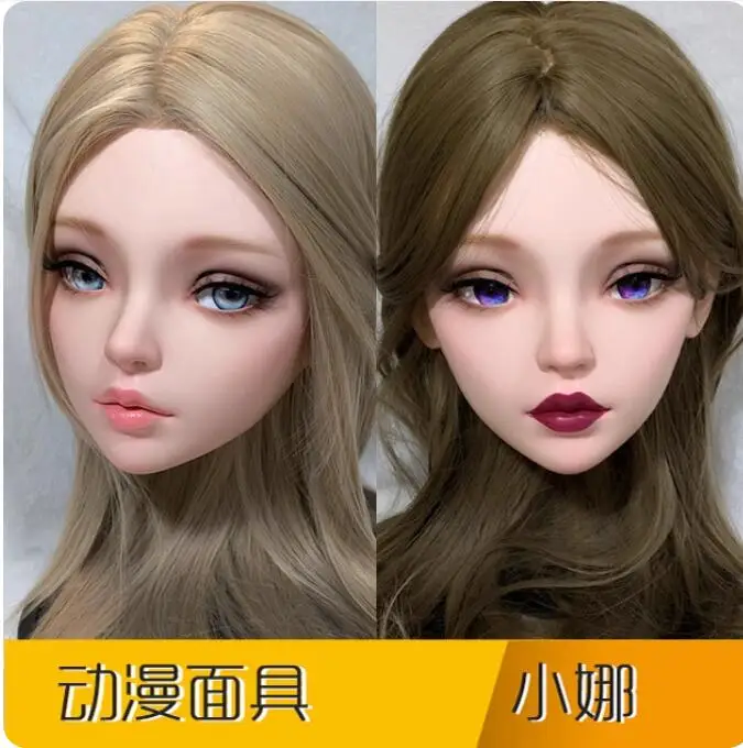

(NA)Female Girl Resin Half Head Kigurumi BJD Eyes Crossdress Cosplay Japanese Lolita Doll Mask
