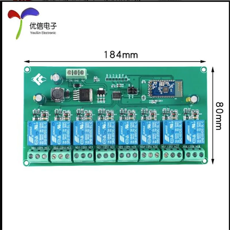 Релейный модуль IoTSmart Home, восьмипозиционный модуль с Bluetooth, дистанционное управление через приложение для телефона, источник питания 5 В/7-28 в