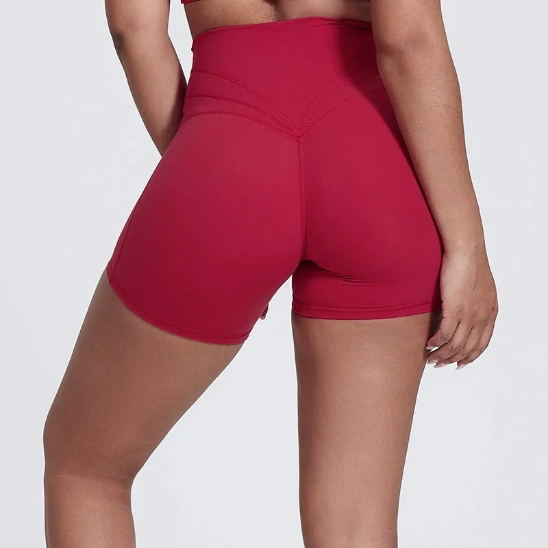 Solid Color tight Women Fitness Sport Short Quick Dry Workout Cycling soft Gym Yoga Short tight athletic Wholesale peach buttock