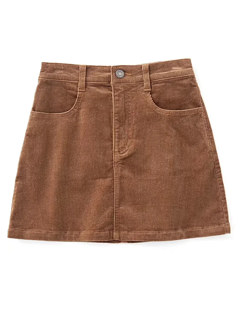 

High Waist Slim Fit Corduroy A-Line Skirt Women's Autumn Winter Versatile Casual Cotton Blend High Waist Design