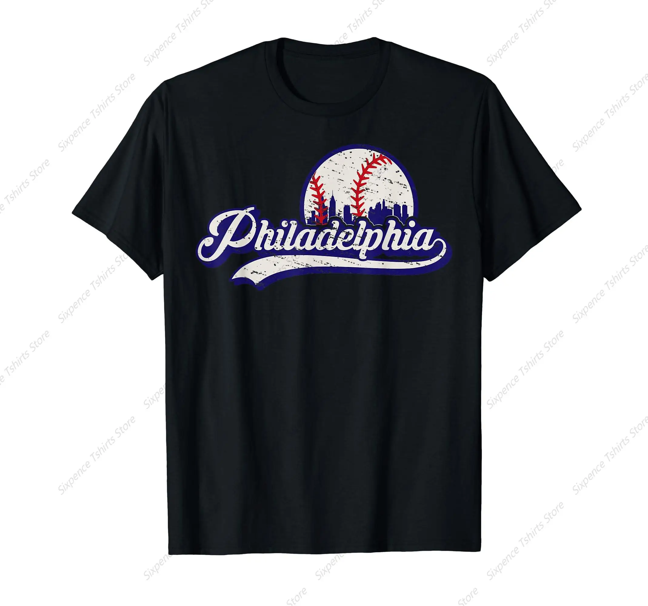 Vintage Distressed  Philly Cityscape Men‘s T-Shirt Soft Comfortable Easy to Wear Simple Practical not Easy to Shrink Durable