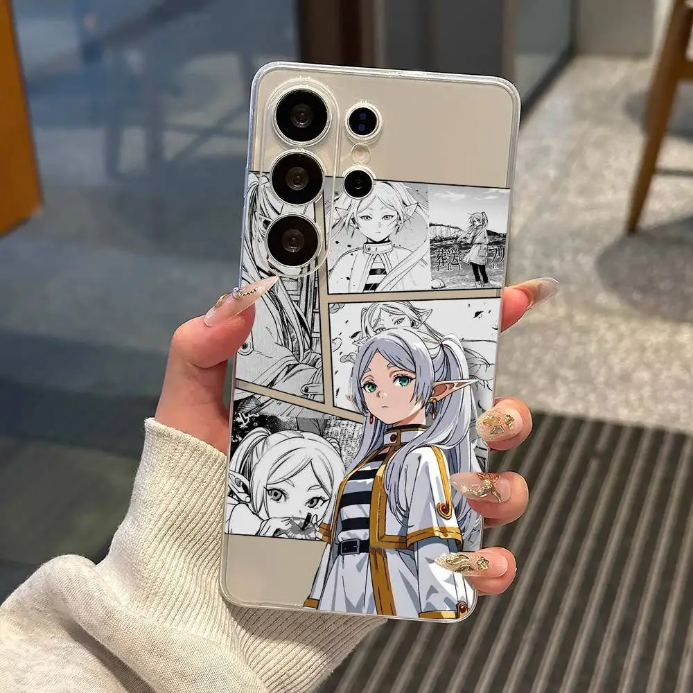 Frieren Cute Anime Girl Phone Case For Samsung S25,S24,S21,S22,S23,S30,Ultra,S20,Plus,Fe,Note,10,9,5G Transparent