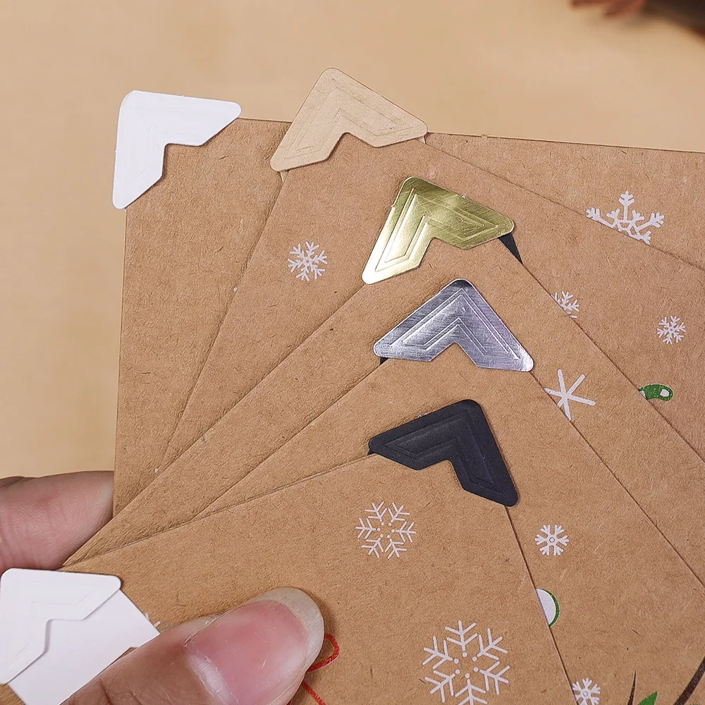 240/120/24Pcs DIY Vintage Corner Kraft Paper Stickers for Photo Album Frame Decoration Scrapbooking Picture Protect Decoration