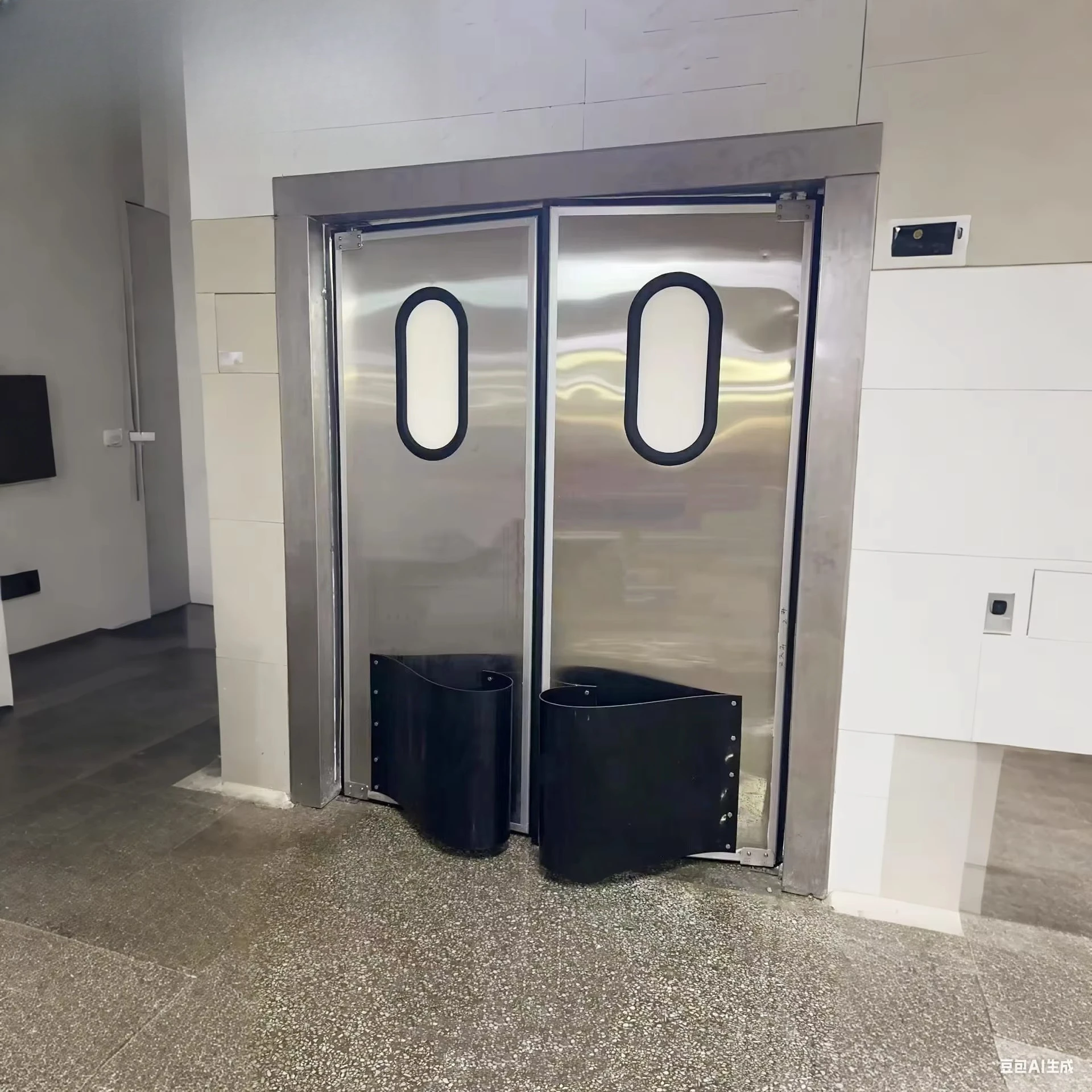 Stainless steel double swing door for kitchen exterior - self-recovery, impact resistance, good seal - from China