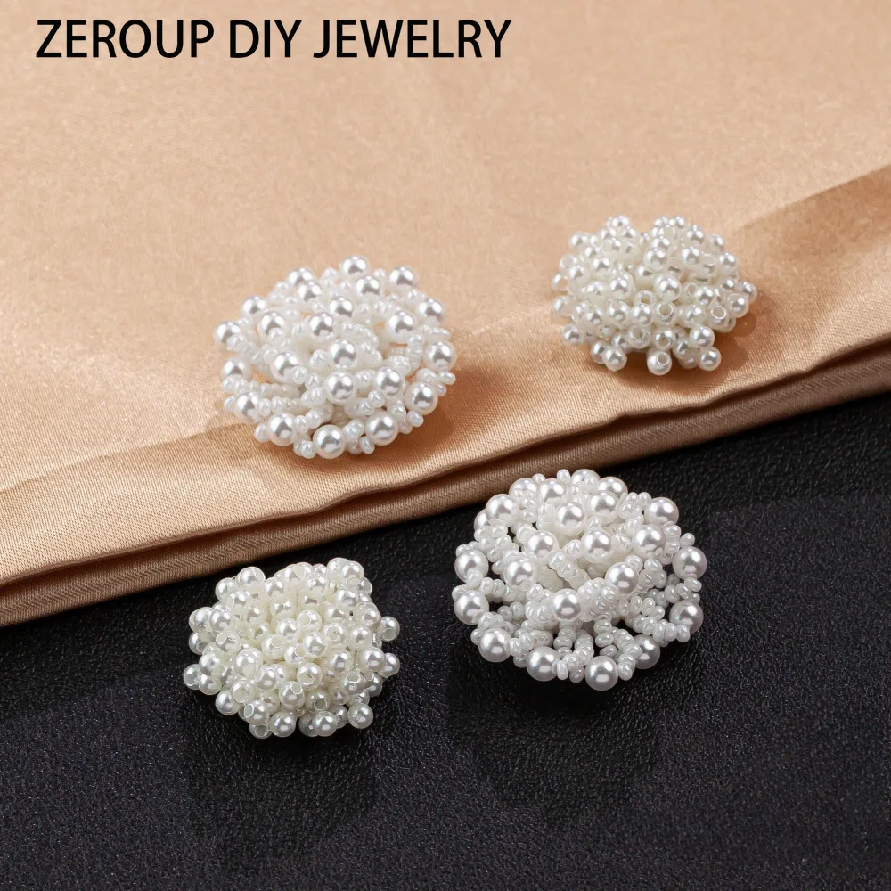 Korean imitation pearl multi-layer flower DIY hand-woven beaded headgear earrings material accessories2PCS