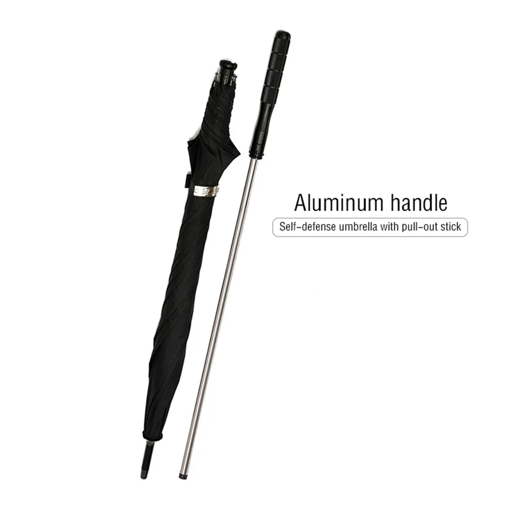 Self-defense Walking Cane Stick 2-In-1 Sturdy Windproof UV Protection Umbrella Suitable for Hiking Hanging Out On Raining