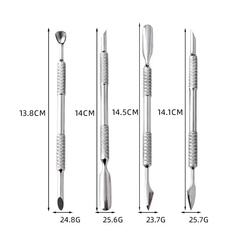 Dissolvant de cuticules à Double extrémité, bâton de manucure en acier inoxydable, outil de grattoir de vernis à ongles, outil professionnel de nettoyage des ongles