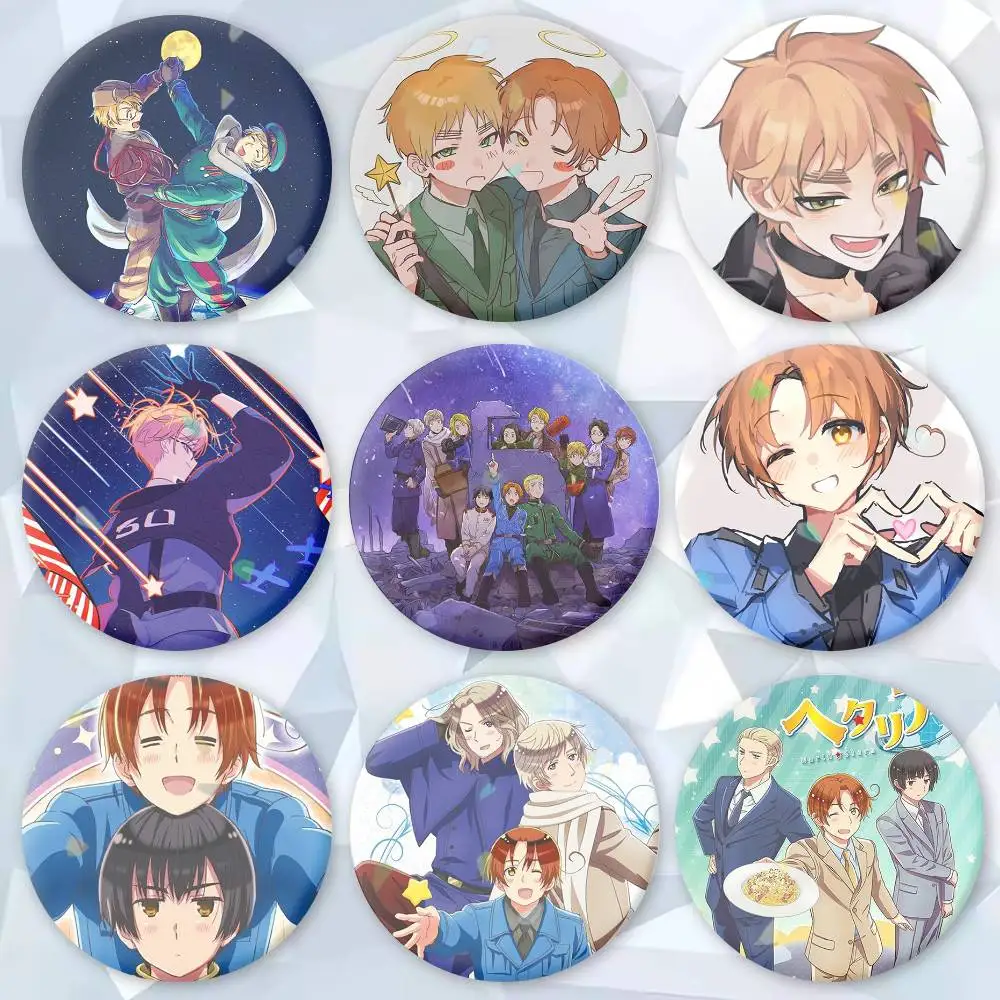 

New Anime H-Hetalia World Stars Brooches Cartoon Badge Pins Backpack Hat Accessories Friend Gift