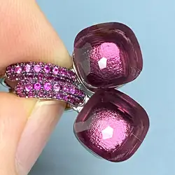 10.6mm Classic  Earrings Inlay Purple Zircon with Black Gun Plated Square Candy Crystal Earrings Fashion Jewelry For Women