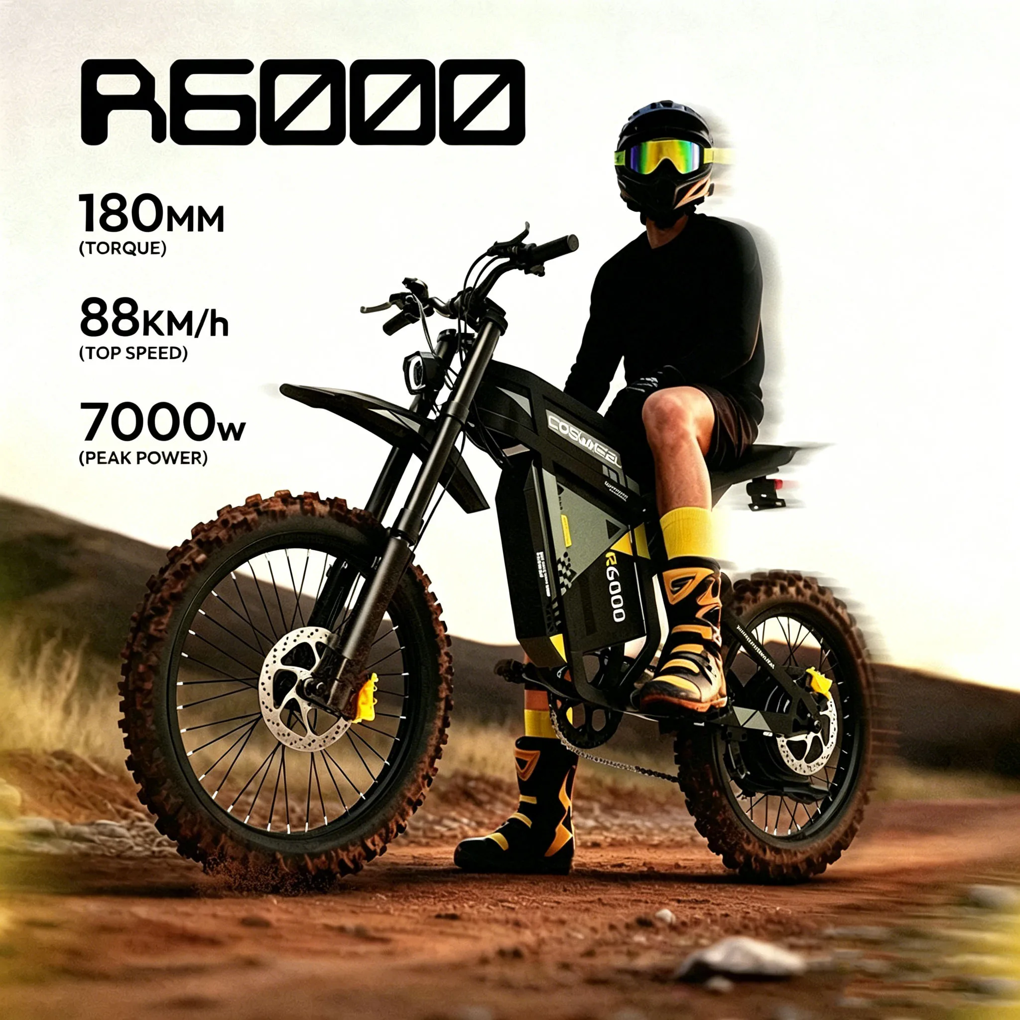 

COSWHEEL R6000 Adults Electric Bike 7000W Brushless Gearless Motors 60V30AH Lithium Battery Speed 88Kmh Adult Off Road Ebike