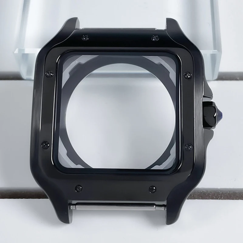 38mm NH35 Vierkante Kast Zwart Goud Roestvrij Staal Modificatie Onderdelen Voor SKX Mod Accessoires Fit Santo Case NH35 NH36 Beweging