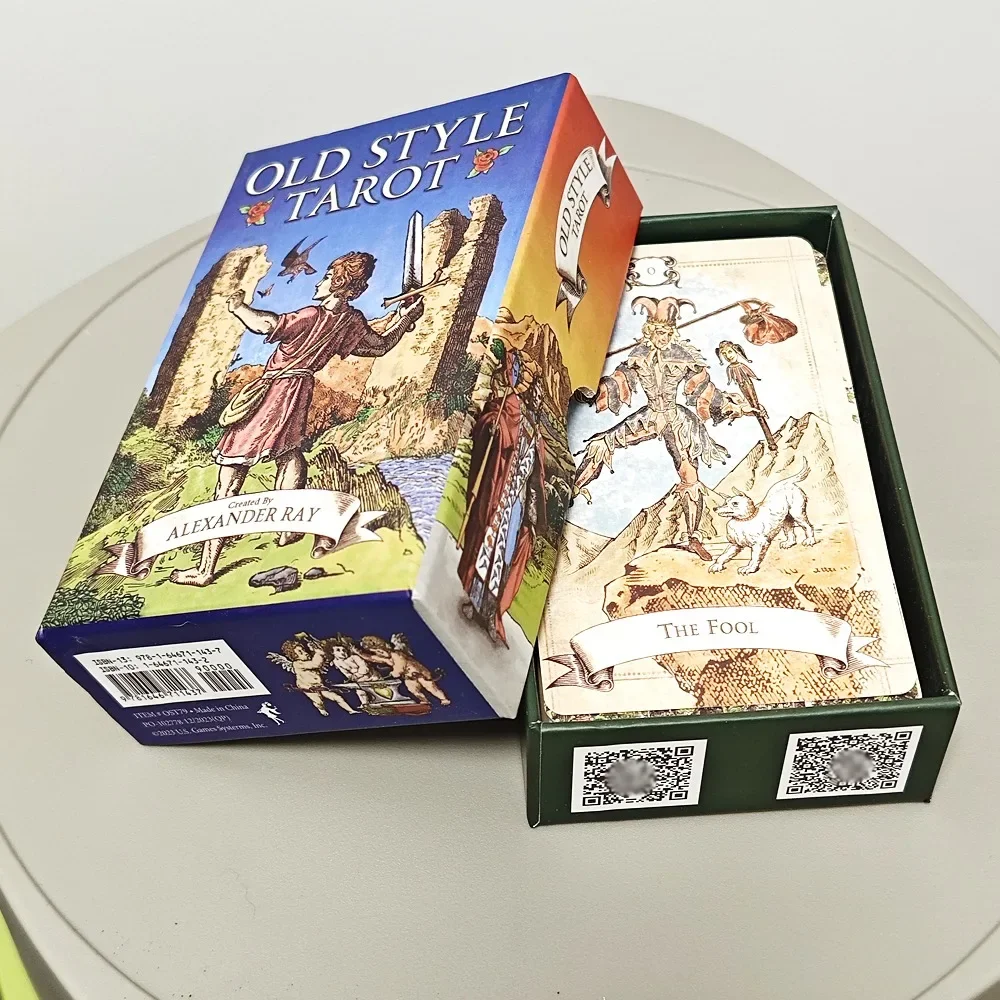 old-style-tarot-deck-double-sided-embossed-79-pcs-vintage-illustrations-highlight-clear-symbolism-packed-in-rigid-box-12-7cm