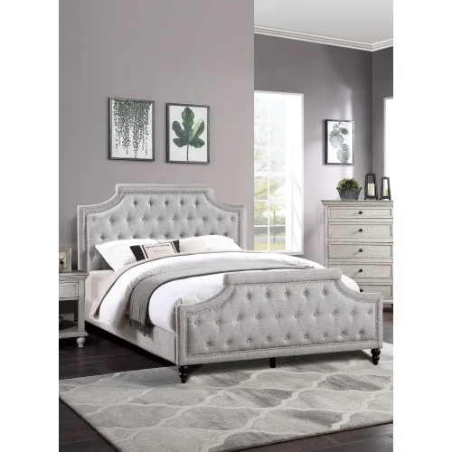 Cabecera y Pie de Cama de Estilo Moderno en Polifibra Marrón, Estilo Americano Tradicional, Tamaño King/Full, Muebles para Dormitorio