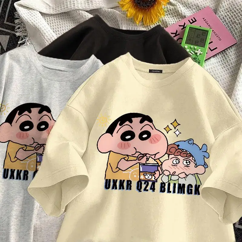 

Crayon Shin Chans Creative Cartoon Anime Sleeved Shirt Top Cute Bandai Kawaii Short Sleeved T Shirt Printed Loose Top Children