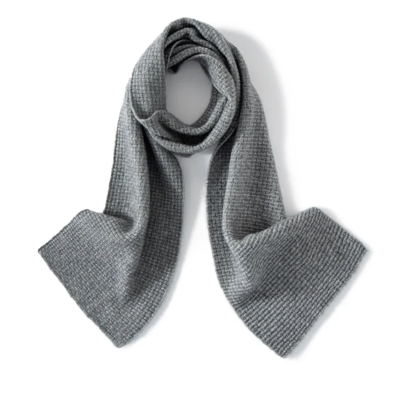 

Solid Color 100% Cashmere Thickened Knitted Mid-Length Scarf Winter Fashionable Warm Unisex Scarf for Couples Festival Gift