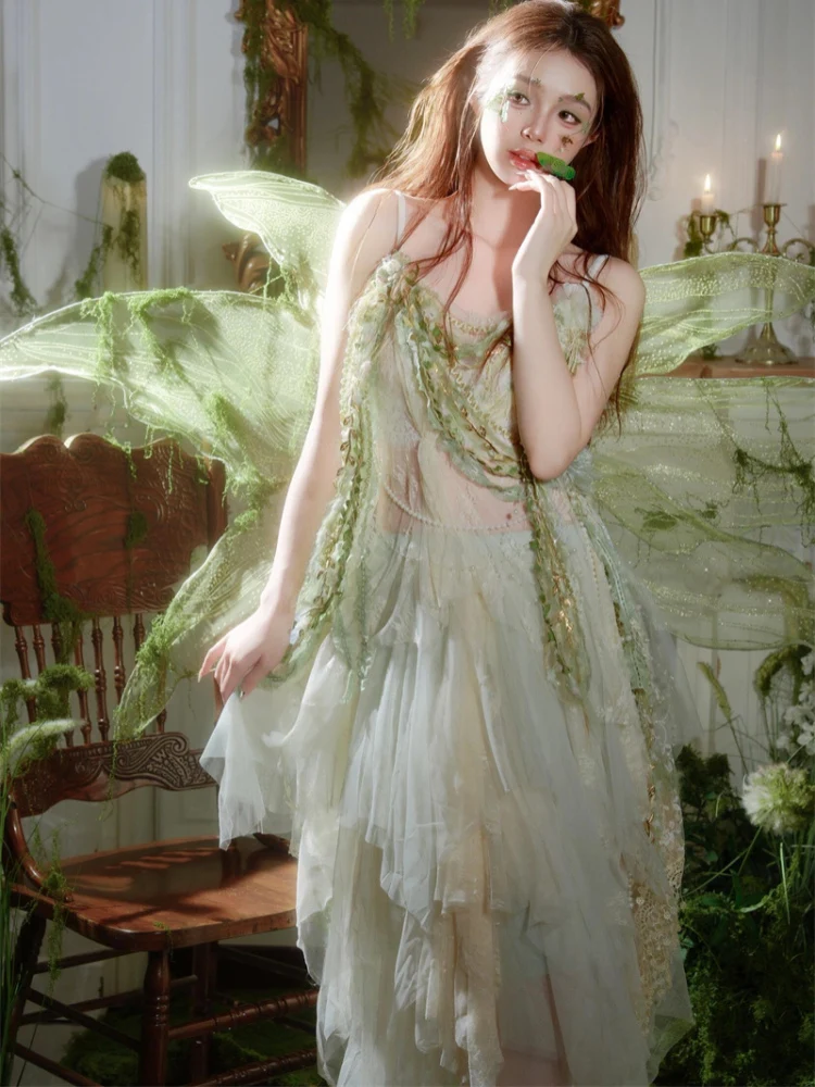 

2026 New Godd Strap Dr Forest System Ethnic Wind Dance Princ Elf Flower Fairy Photoaphy Costume Women's Faion