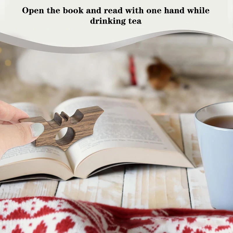 

Bat Thumb Book Page Holder Smooth Finish Walnut Wood Book Holder For Reading Ideal Book Reader Gifts & Reading Accessories