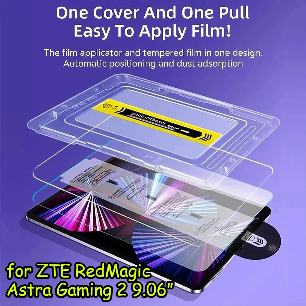 2026 Dust Free Quick Installation Tempered Glass Protector for ZTE RedMagic Astra Gaming 2 9.06 Tablet 3 5 Pro Screen 9H HD Film