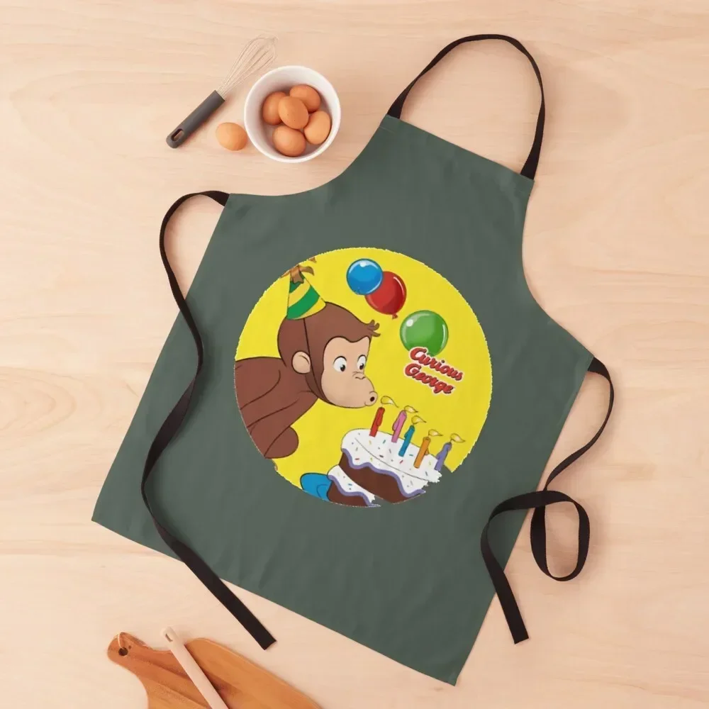 Curious George Apron Womens Dresses with personal logo Men kitchen Kitchen For Men Apron