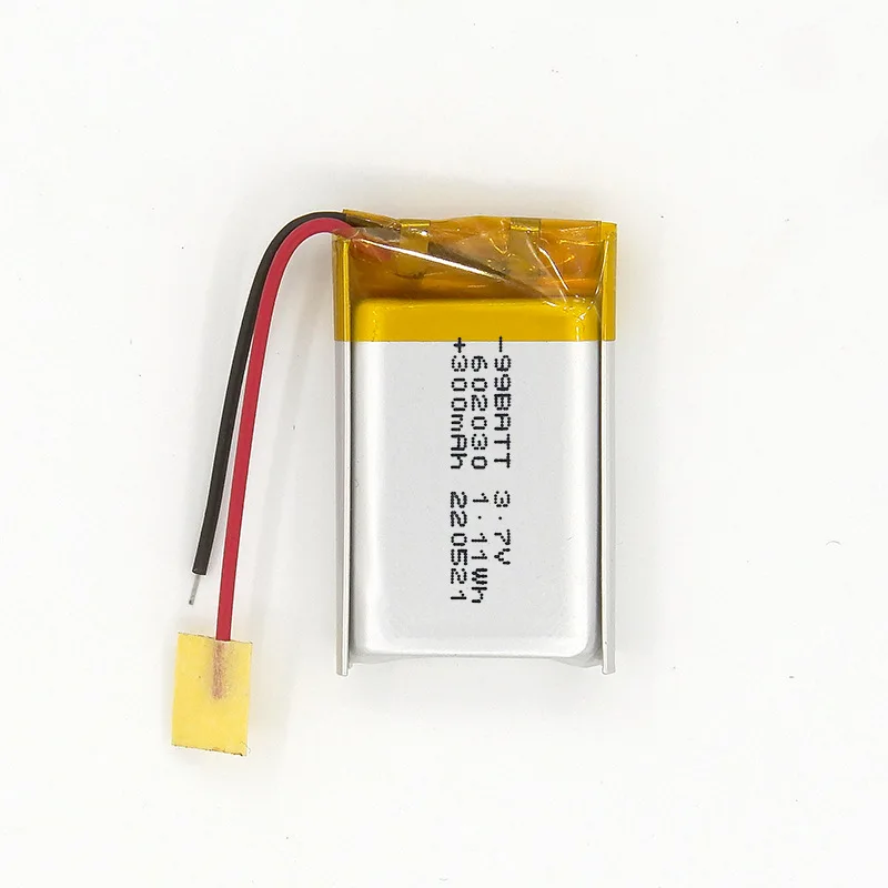602030 3.7V 300mAh Li-Polymer Batterywith Wires for TWS Bluetooth Earbuds Charging Case Mini Electronic Devices LED Toys
