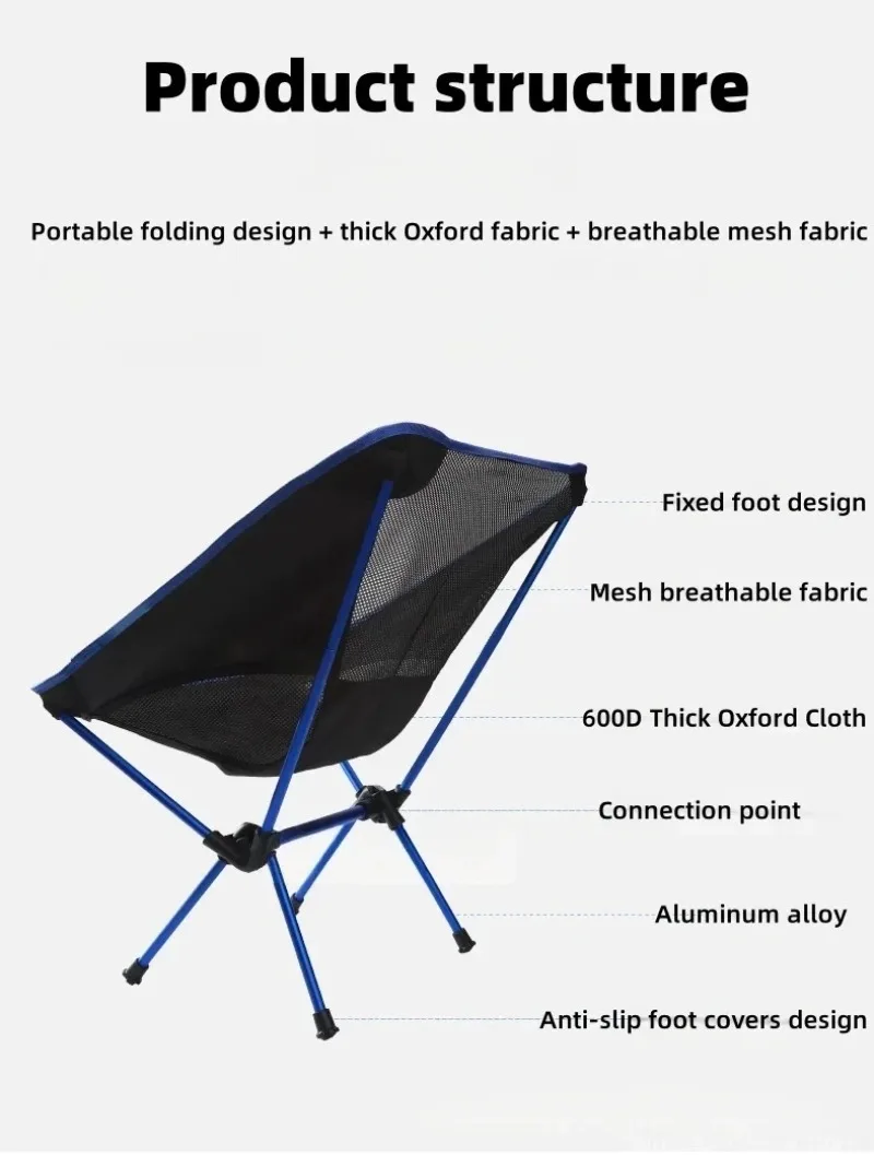 Ultralight Aluminum Alloy Folding Moon Chair Portable Comfort Leisure Backrest Chair Outdoor Camping Fishing Picnic Relaxing