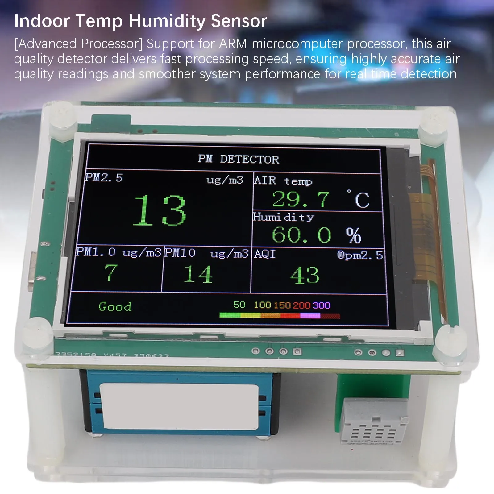 Environment Detector PM1.0/2.5/10/AQI Temperature Humidity Test Microcomputer Processor Air Quality Sensor Heat Dissipation Fan