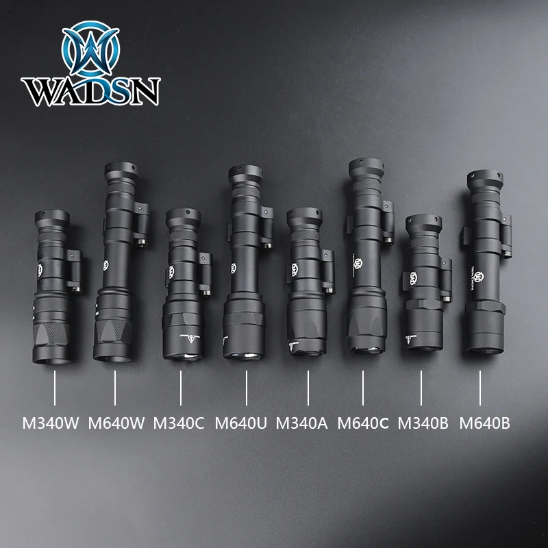 WADSN M300 M600 Flashlight Surefir M340 M640 Weapon scout Light Fit Mlok/keymod/Picatinny Mount Switch tail Constant Remote ARMA