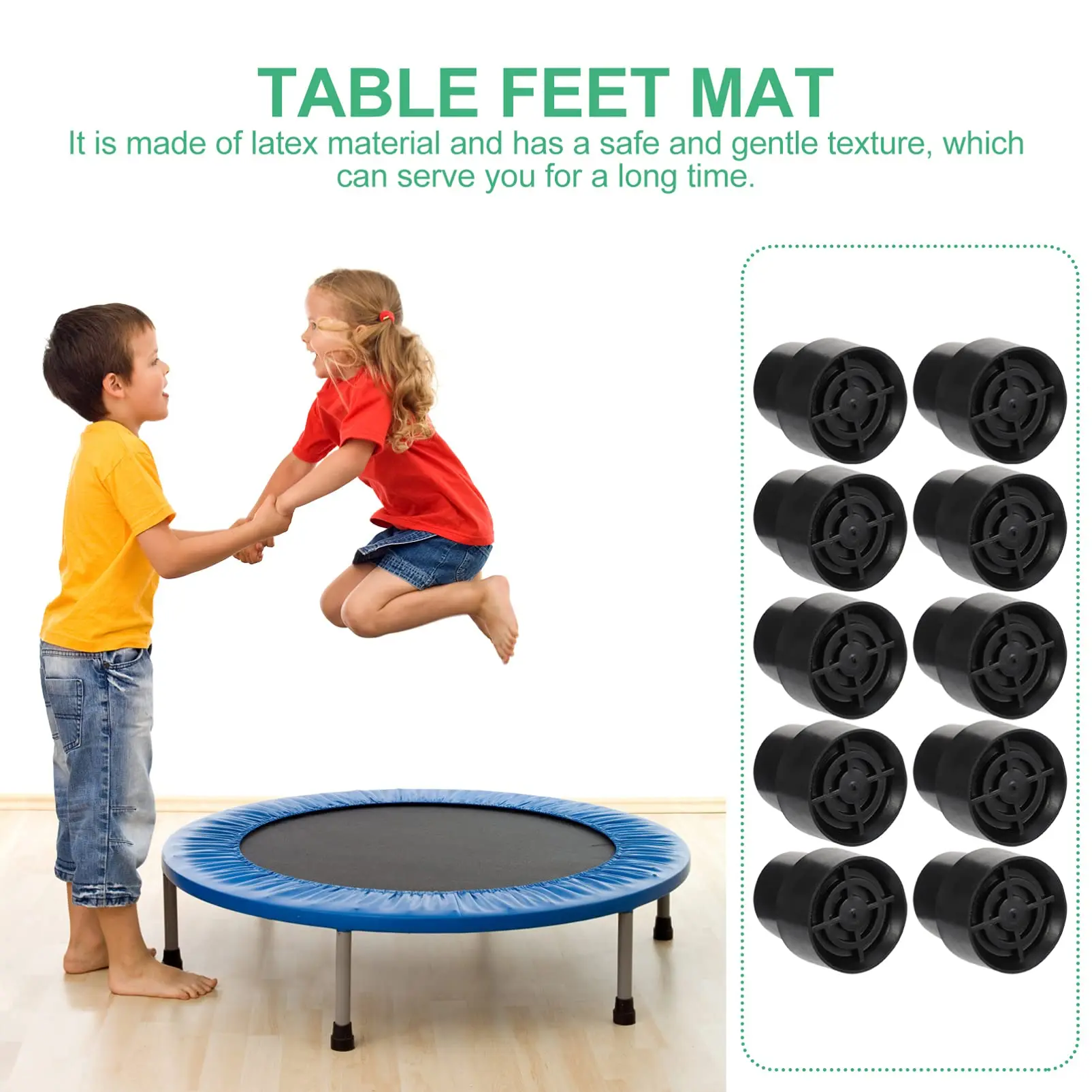 10Pcs Trampoline Leg Cap,Mute Rubber Foot Pad Accessories for Jumping Bed | Non-slip Mini Trampoline Part Base Pipe Legs Fitting