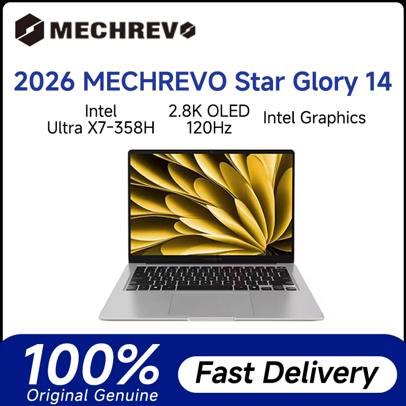 2026 MECHREVO Star Glory 14 Laptop 14 Inch 2.8K 120Hz OLED Screen Intel Ultra X7-358H 32GB 1TB Intel Graphics Ultraslim Netbook