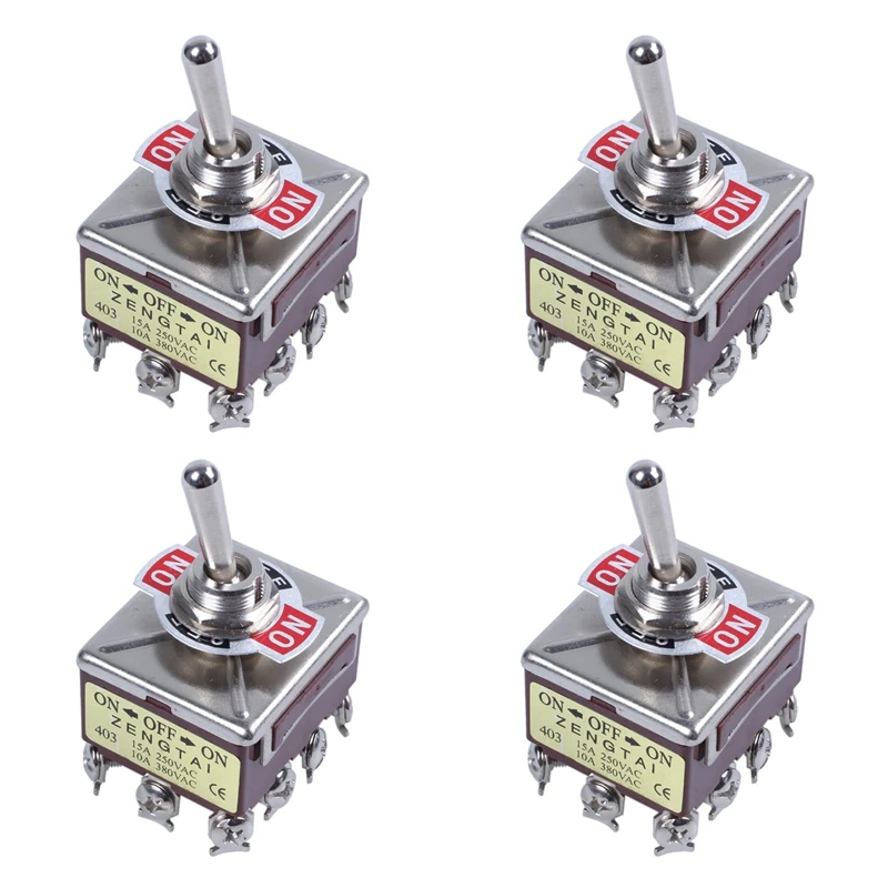 

4X AC 380V 10A ON/OFF/ON 3 Positions 12 Pin Latching Toggle Switch 4PDT