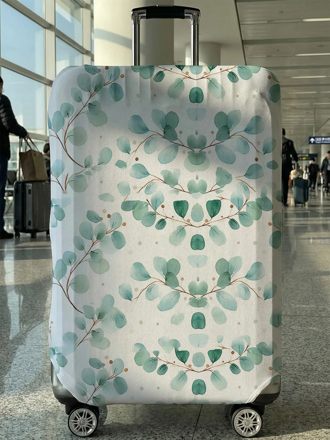 

Чехол для багажа в акварельном стиле с изображением листьев эвкалипта, подходит для чемоданов 18-32 дюймов, чехол на ручку чемодана, дорожные аксессуары
