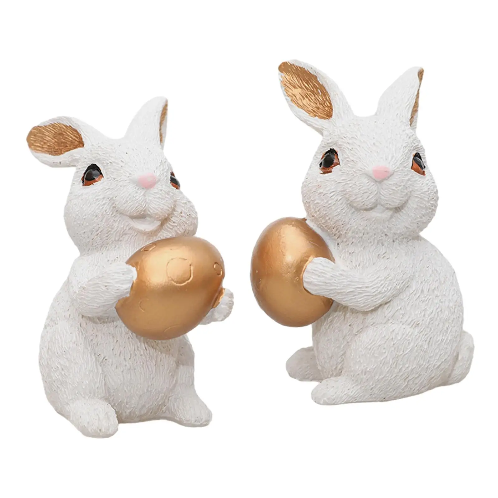 Easter Bunny Figurine Miniature Garden Ornament Realistic Design for Outdoor Decoration