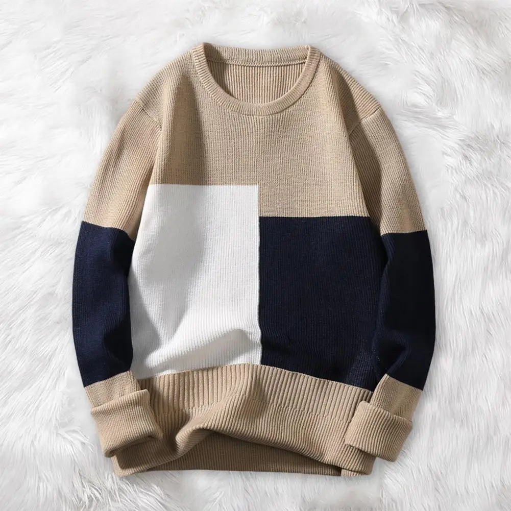 Maglione Color-block maglione Color-blocking Chic maglione lavorato a maglia Colorblock da uomo accogliente spesso caldo ed elegante Pullover autunno/inverno