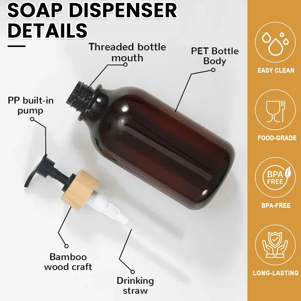 Soap Dispenser Set Matte Black White Glass Bathroom Soap Dispenser With Label Dispenser Bottle for Hand and Dish Soap(300-500ml）