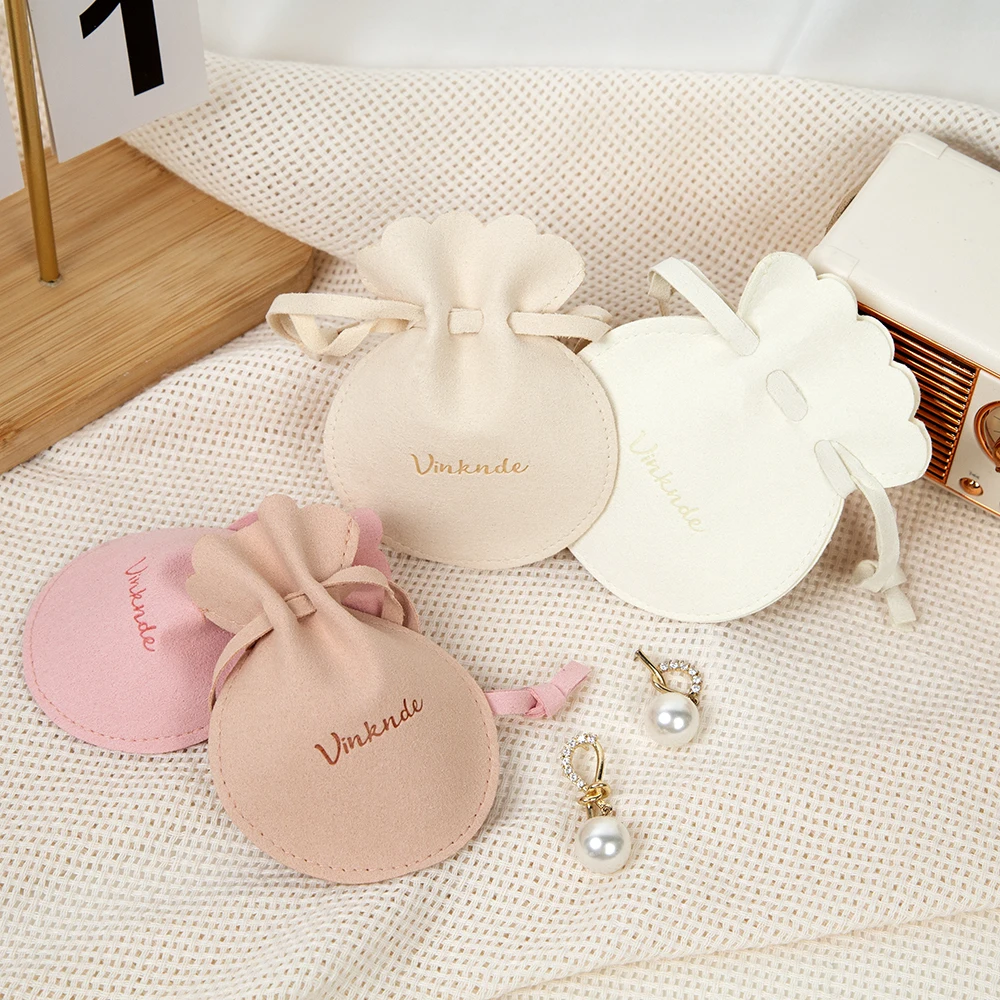 

50/100Pcs Custom Printed Elegant Microfiber Gourd Shaped Pouch Wholesale Jewelry Container for Necklace Earring Gift Package Bag