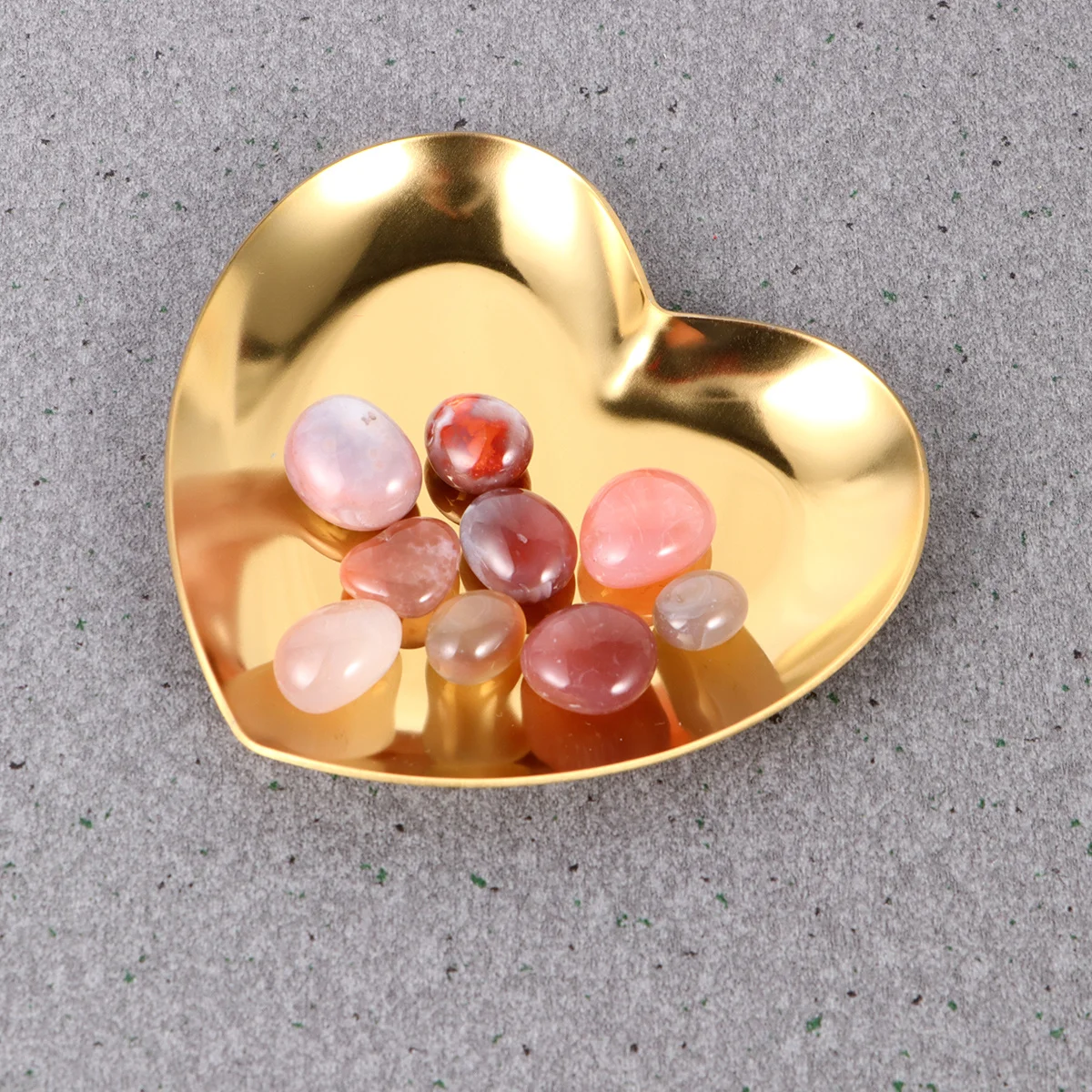 

Heart Shaped Gold Finish Storage Organizer For Rings Earrings Necklaces Vanity Dish Decorative Tray Women Gift Jewelry
