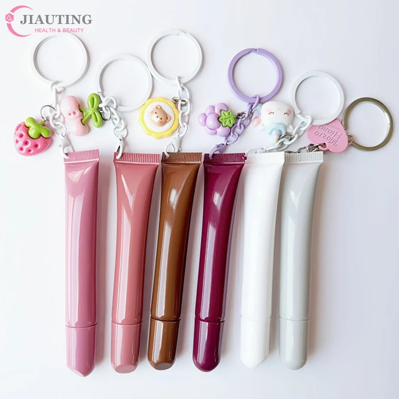 10/15 ml leere Lippenstifthülse mit Schlüsselanhänger-Anhänger, Squeeze-Unterabfüllung, nachfüllbare Flüssigkeitsbehälterflasche, Lipgloss-Probenflasche