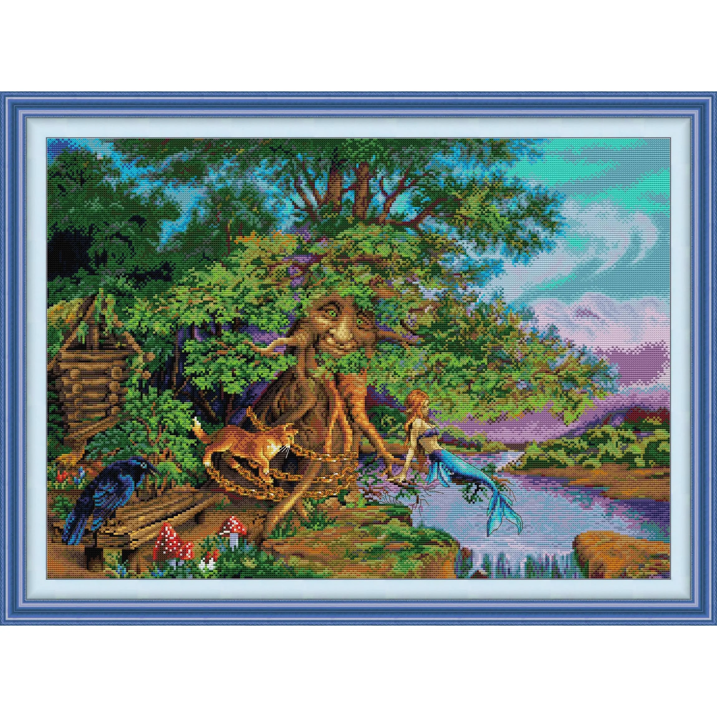 

Joy Sunday Pre-printed Cross Stitch Kit Easy Pattern Aida Stamped Fabric Embroidery Set-Tree Spirit