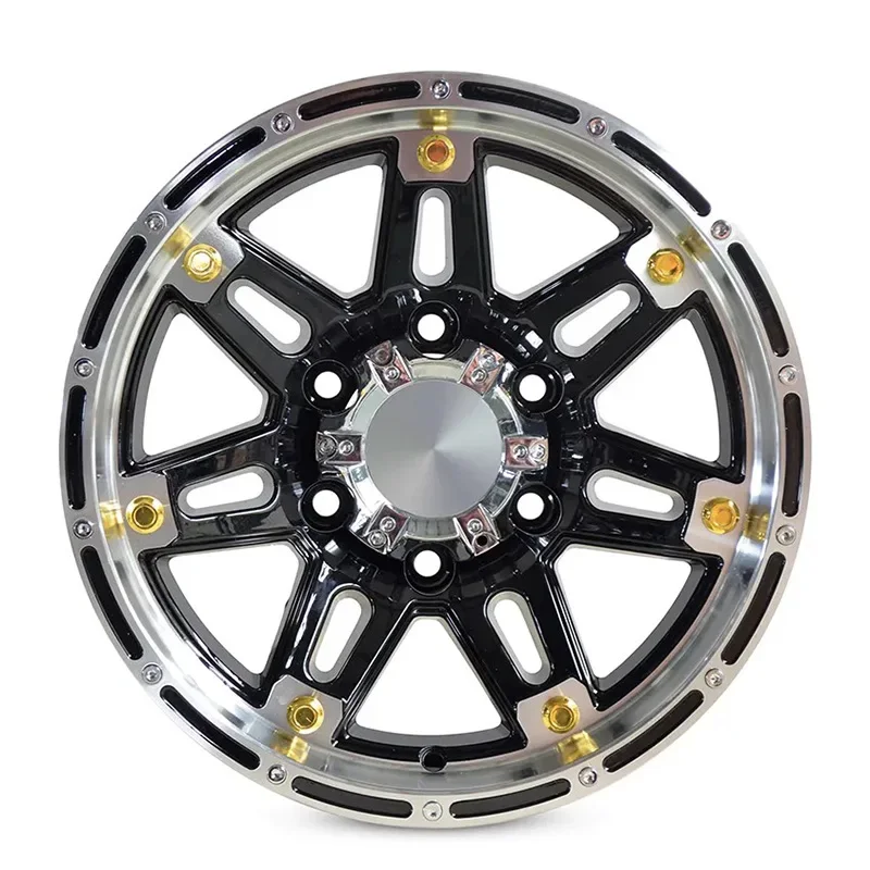 Off-road Car Wheels Black Color 15 16 Inch 5 6 Holes Aluminium Luxury Multi Spokes 4x4 Wholesale Cast Rims For SUV