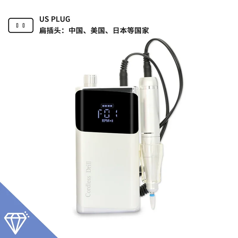 Profesjonalna przenośna elektryczna frezarka do paznokci Model 905, 40000 obr./min, akumulatorowa, do usuwania żelu akrylowego i polerowania, do użytku domowego.