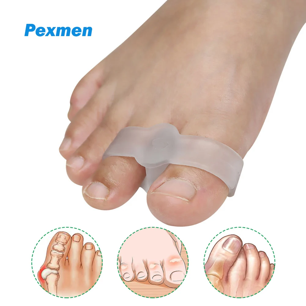 Pexmen 2/4Pcs Gel Bunion Corrector Soft Toe Separators with 2 Loops Big Toe Spacer Suitable for Bunion and Overlapping Toe